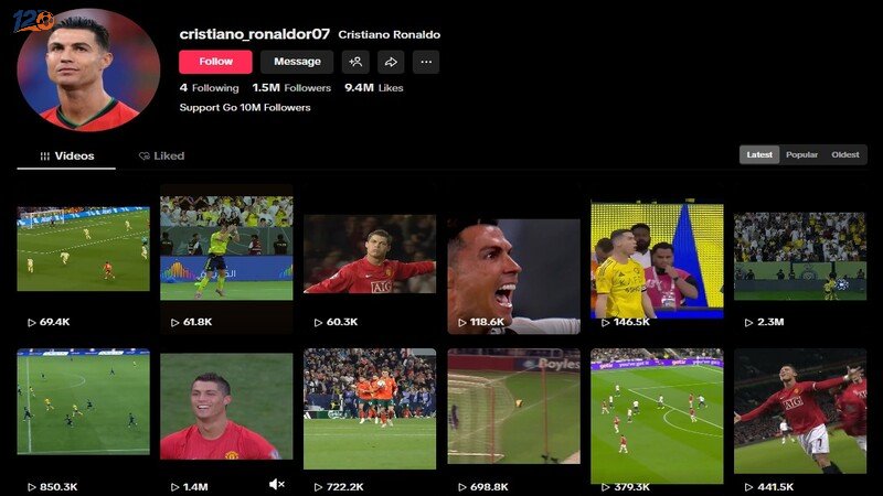 Các kênh dùng hình ảnh của CR7 có tương tác cao